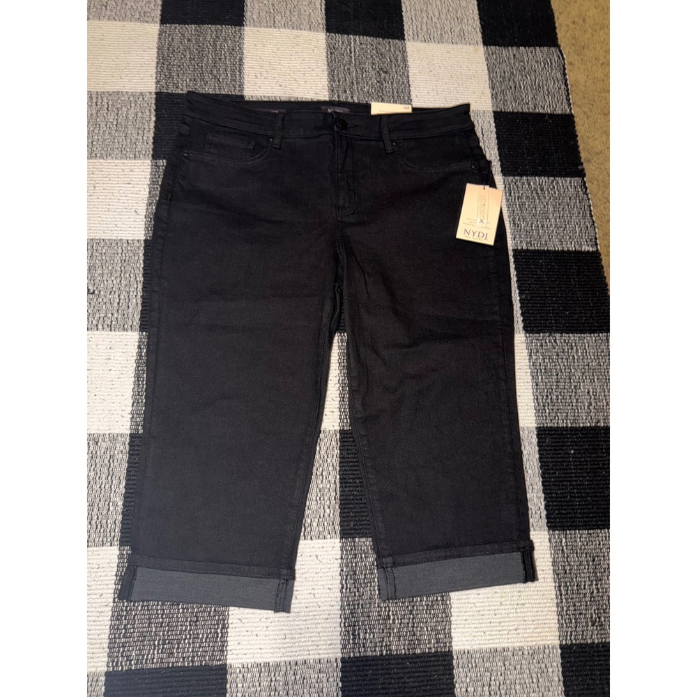 NYDJ Marilyn Crop Cuff Jeans Black Cool Embrace Lift Tuck 14P PCWDCR2389 New